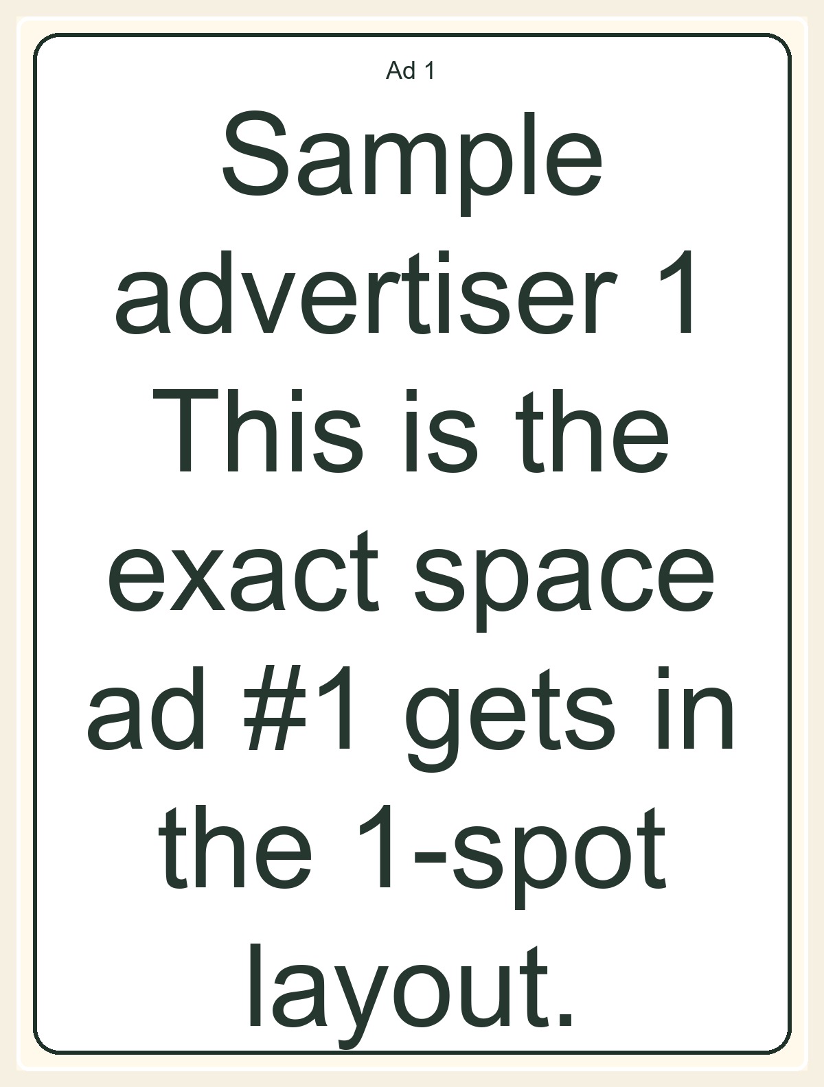 One full-size sponsored ad placement layout